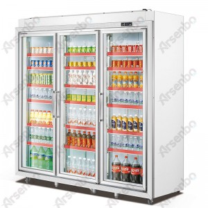 三门分体展示冷藏冰柜 立式超市冷柜 商用冰箱