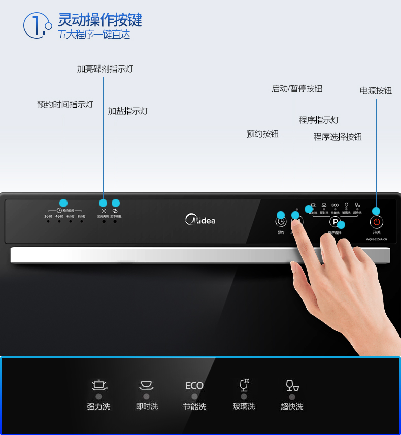 Midea/美的 WQP6-3206A-CN 洗碗机嵌入式 台式 家用全自动洗碗机