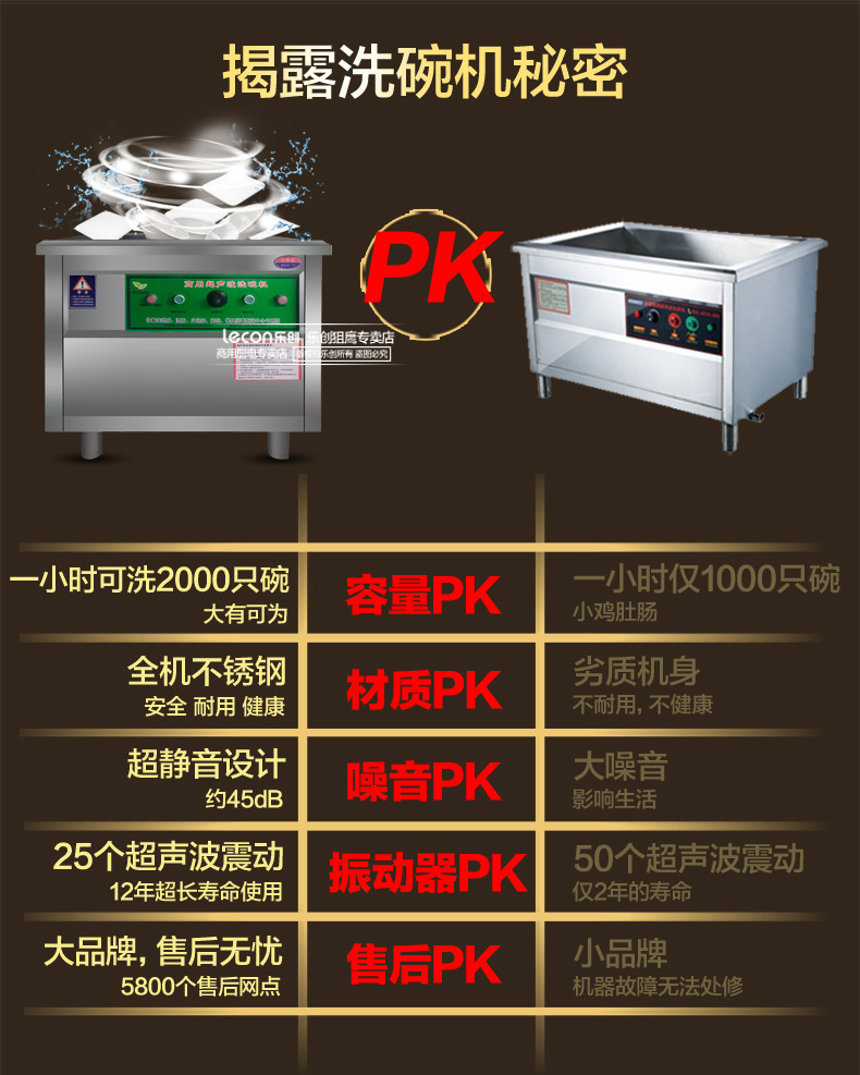 乐创超声波洗碗机商用全自动酒店食堂洗碟机刷碗机静音酒店0.8米