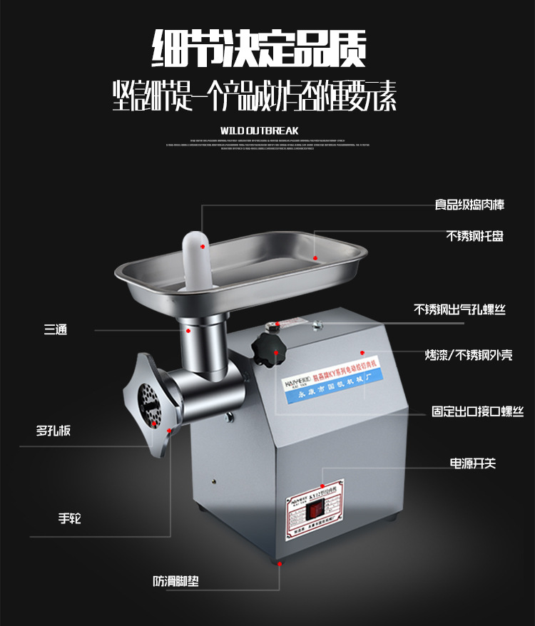 凯燕牌12型绞肉机家用商用电动多功能碎肉机超强动力