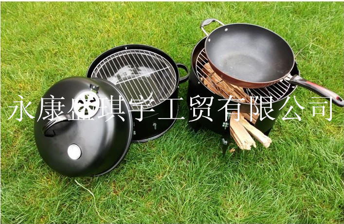 BBQ烟熏炉 三合一户外烧烤炉 烧烤架 商用家用烧烤箱 熏肉炉