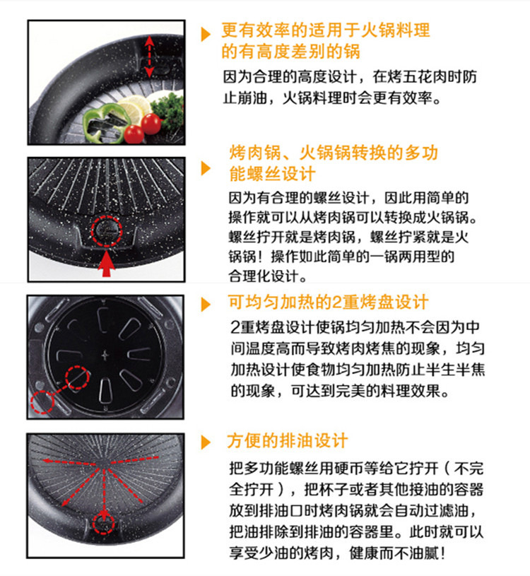 铝合金烧烤盘 厂家批发便捷式户外炉具 韩式麦饭石复合底不沾烤盘