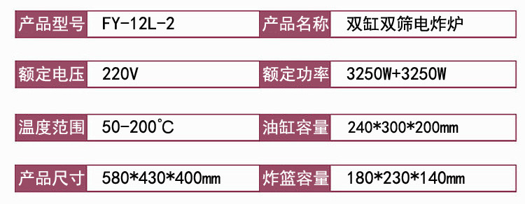 杰亿双缸双筛电炸炉 FY-12L-2商用煎炸锅油炸炉炸鸡炸薯条小吃机