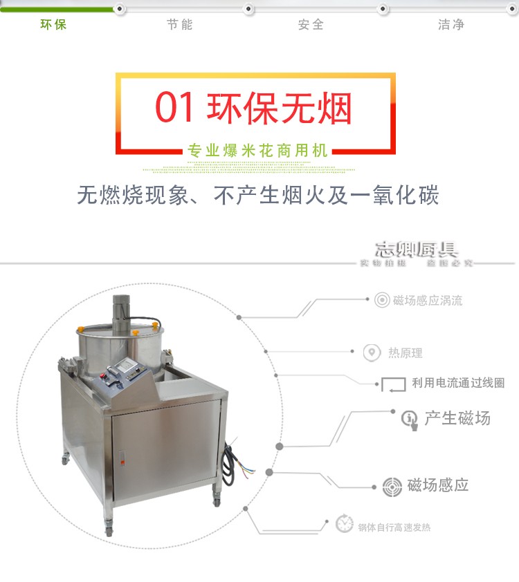 志卿美式爆米花机15000W商用大型机电磁15KW圆形自动厂家批发价