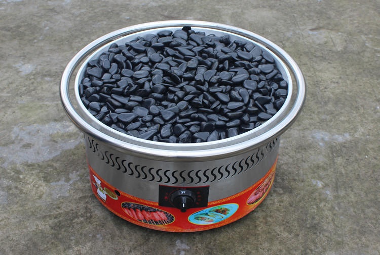 商用燃气型火山石烤肠机 台湾热狗烤炉 黑色石头烤香肠炉煤气型