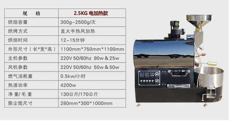 商用咖啡豆专业烘焙机 加电/燃气款炒豆机 2KG咖啡豆机厂价直销