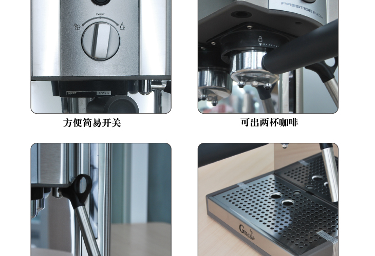 Gustino意式进口泵 半自动高压不锈钢浓缩咖啡机家用商用豪华正品