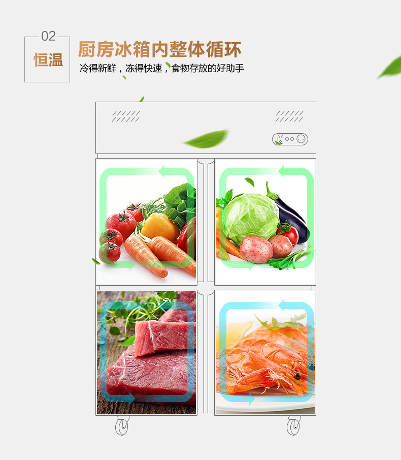 华美LCF-4M四门厨房冰箱商用酒店双温4门冰箱立式保鲜冷柜厂家