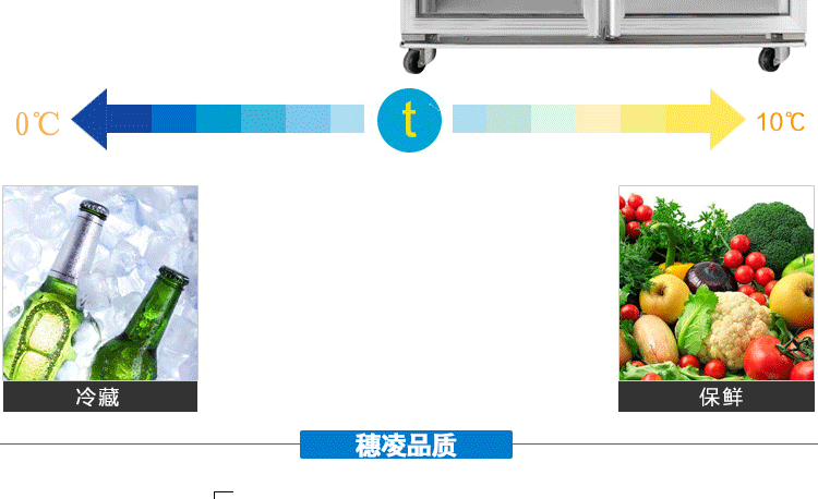 穗凌LG4-482M2F 展示冰柜商用双门立式风冷冷藏保鲜柜玻璃饮料柜