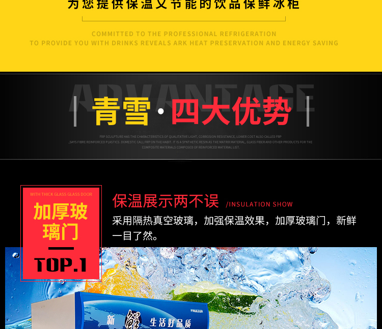 大型立式双门冷藏柜保鲜柜冰柜冰箱展示柜冷柜商用饮料柜冷饮蔬菜