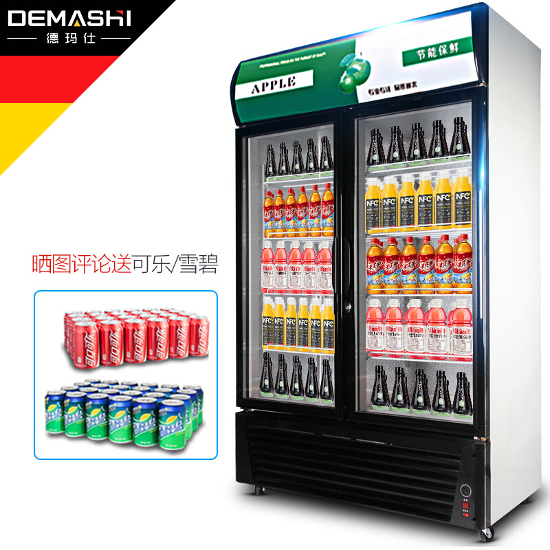 德玛仕商用展示柜冷藏 饮料展示柜 立式冰柜 冷冻立式双门-680L