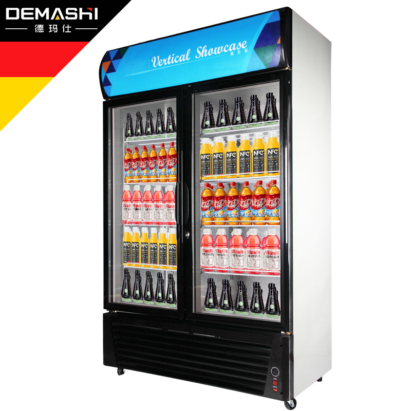 德玛仕商用 展示柜立式冰柜商用 士多小卖部冷藏柜 双门-760L