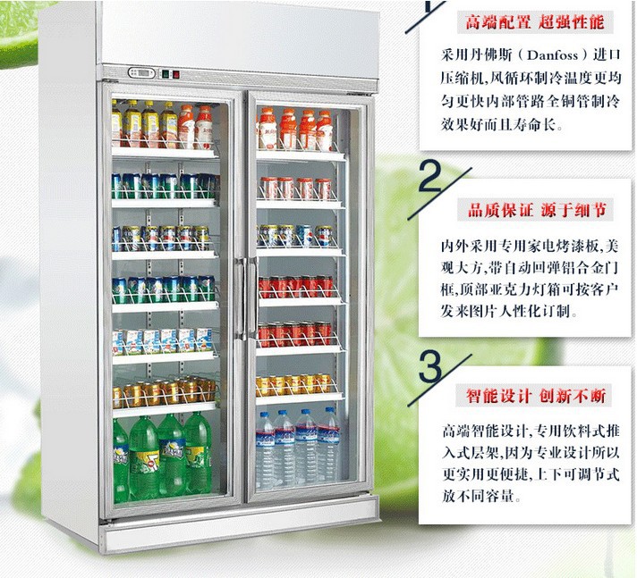 厂家直销冰柜批发 立式双门商用冰箱便利店展示柜超市饮料陈列柜