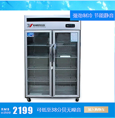银都餐饮 铜管六门双机单温厨房冰柜6门商用立式冰箱冷藏冷冻柜