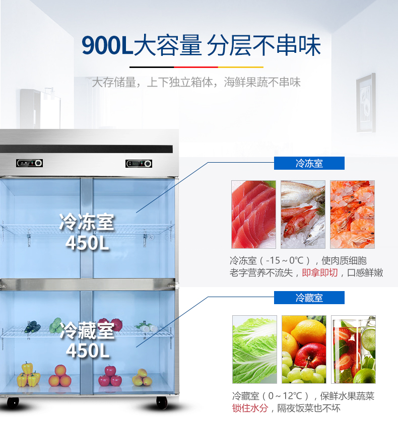 德玛仕商用立式六门冰柜商用六门立式 展示柜 BCD-1300A 全冷冻