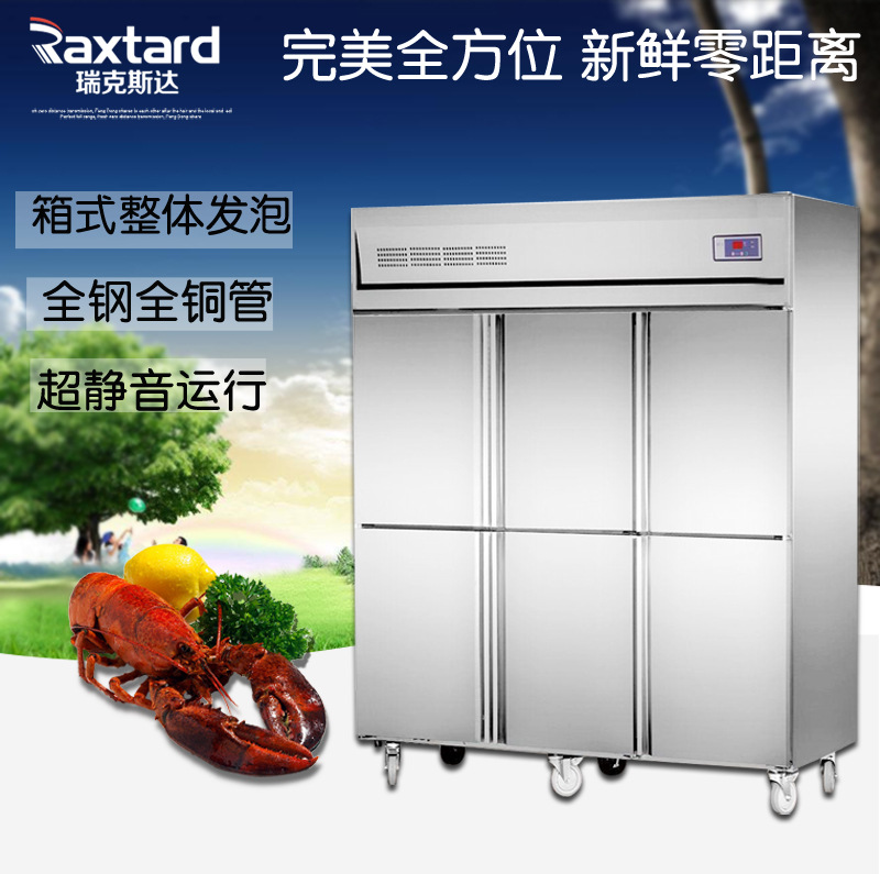 瑞克斯达六门不锈钢冷柜厨房设备保鲜冰柜立式商用冰箱冷藏冷冻柜
