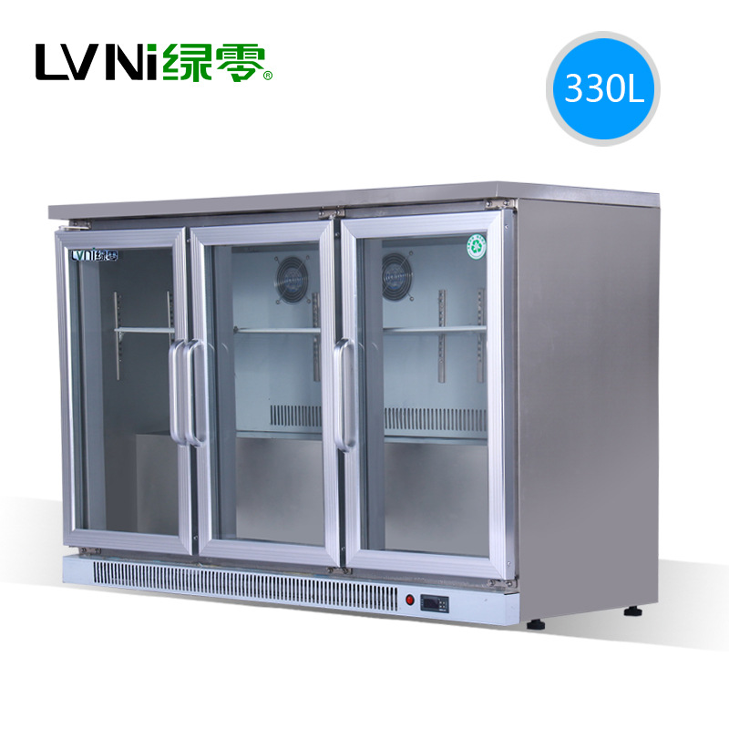 LVNI 三门风冷吧台柜 桌上型啤酒展示冷藏柜 商用保鲜展示冰柜