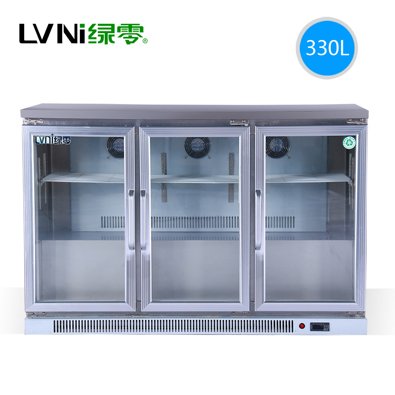 LVNI 三门风冷吧台柜 桌上型啤酒展示冷藏柜 商用保鲜展示冰柜