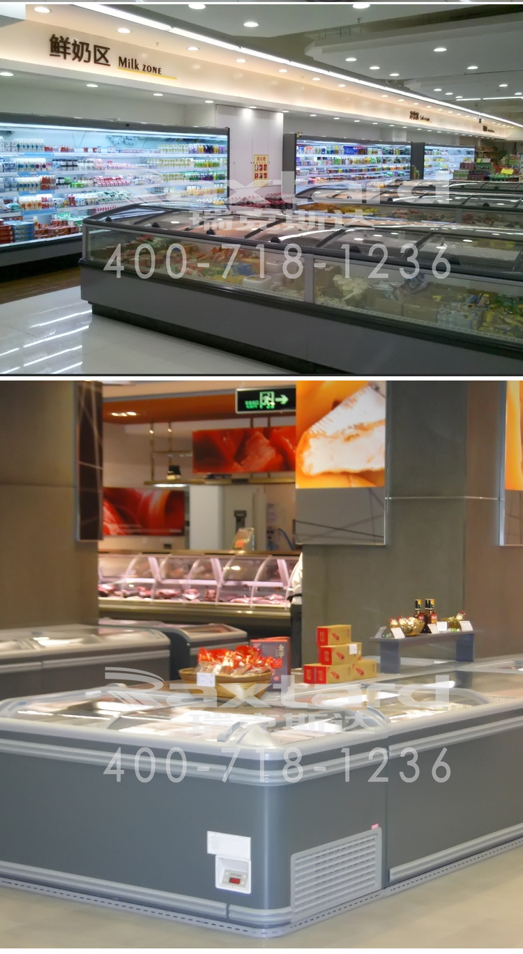 超市组合岛柜 汤圆水饺速冻卧式保鲜冰柜 直冷无霜冷冻柜展示冰箱