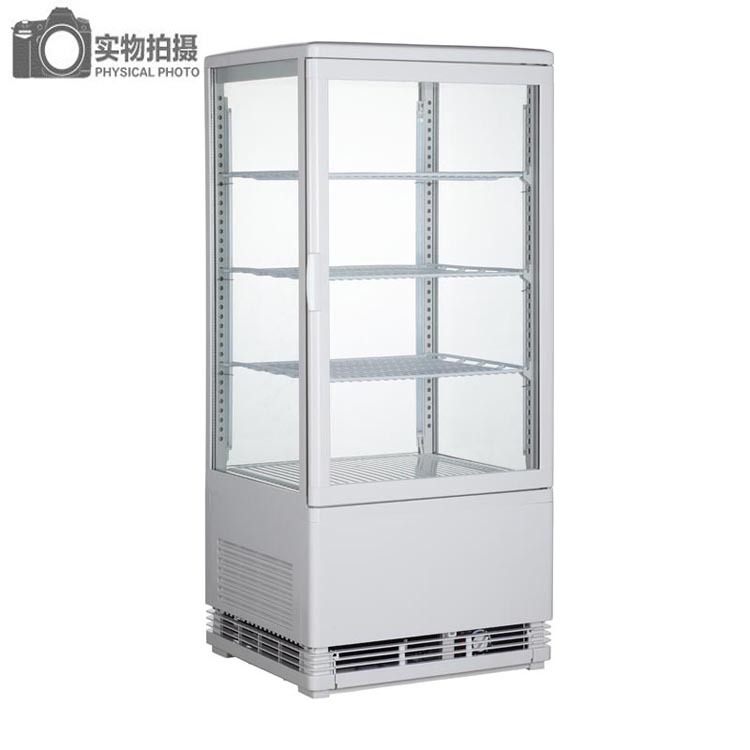 供应78L四面玻璃冷藏展示柜立式冷藏柜保鲜柜单门冷柜