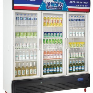 供应金菱G1380L3三门冷藏玻璃展示柜 商用直冷单温立式保鲜柜