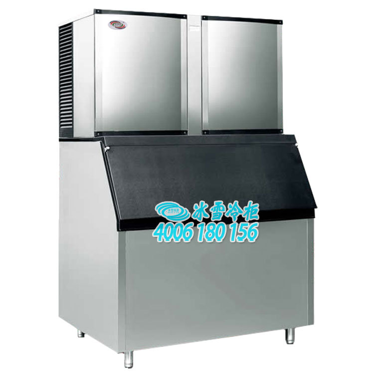 立式大型商用制冰机 奶茶店咖啡厅不锈钢分体式制冰机659KG方形冰