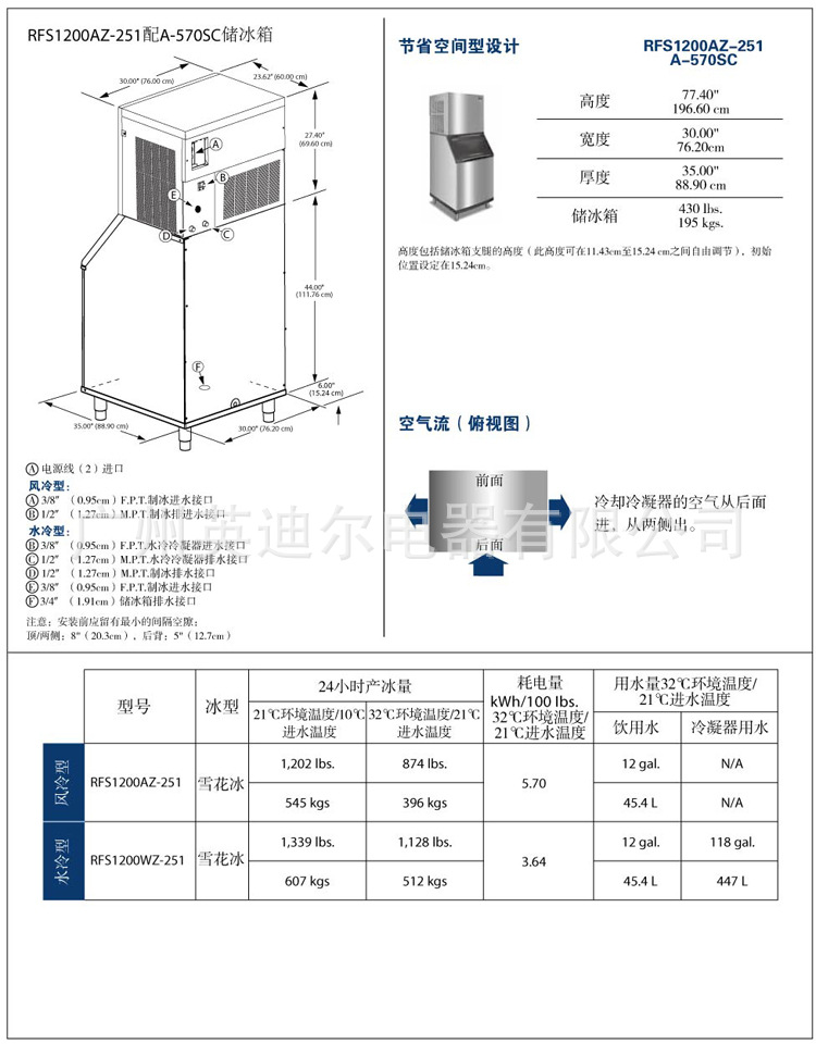 供应正品万利多RFS1200A雪花冰商用制冰机545KG/24H 酒店厨房设备