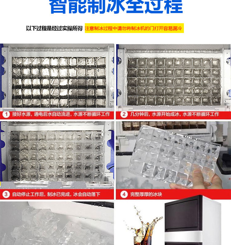 睿美商用制冰机5x9冰格 全自动奶茶店冰块机 极速方块制冰机包邮