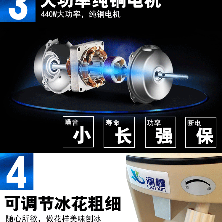 澜鑫刨冰机 奶茶店专用冰沙机商用全自动刨冰碎冰机搅拌冰机包邮