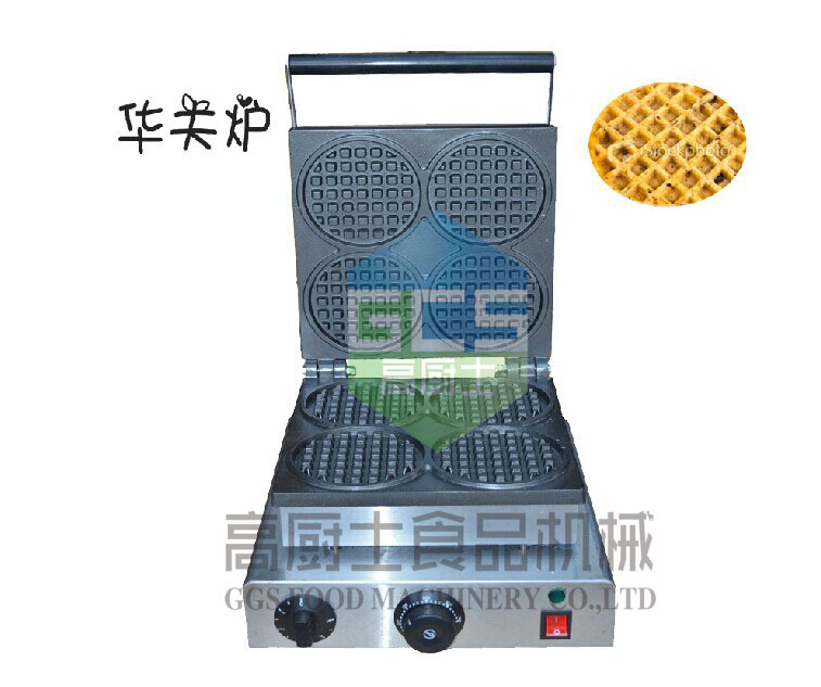 220V/110V 商用电热圆形威夫饼机 4块华夫机 格子饼机