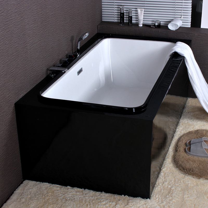 现代简约亚克力黑白浴缸宾馆酒店高档浴缸独立式复古浴缸工厂直销