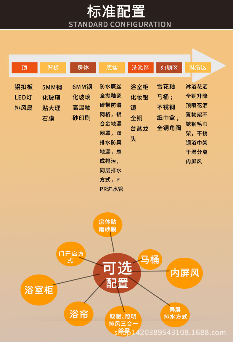 整体浴室 酒店一体式卫生间 带浴室底盆马桶 整体卫生间集成浴室