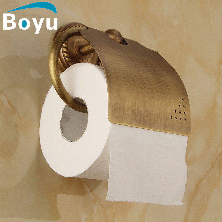厂家直供全铜纸巾架仿古擦手纸盒欧式卫生间厕纸盒卷纸器一件代发
