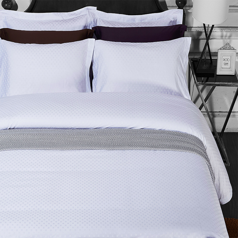 全棉宾馆酒店客房四件套 床上用品全棉提花床单被套布草批发