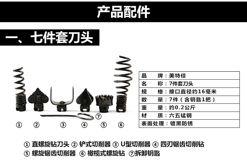 美特佳80型电动管道下水道疏通机500瓦家用经济型管道清理机