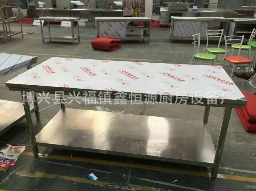 不锈钢简易双层工作台 商用平面厨具 厨房操作台定制批发