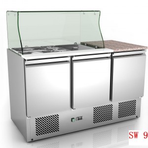 厂家生产直销1.3米保鲜工作台 直冷不锈钢沙拉工作台