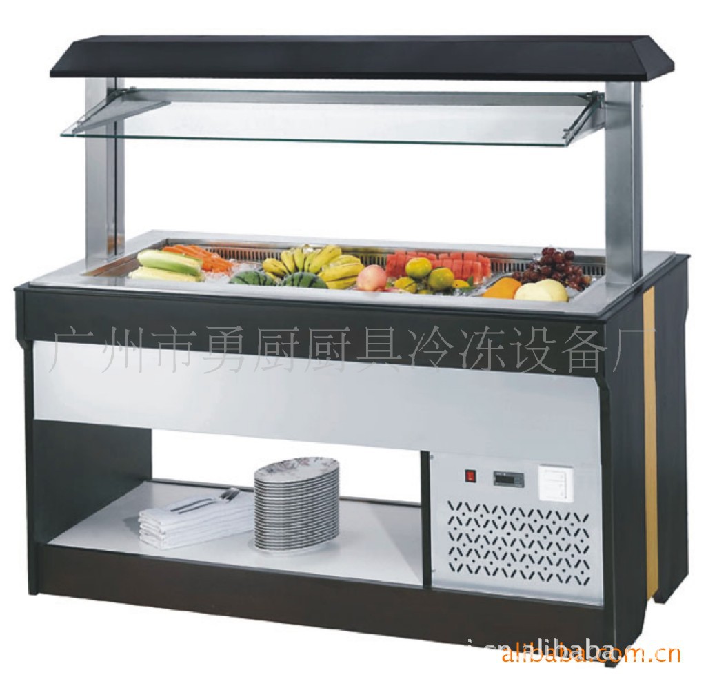 不锈钢8盘大理石面升降式沙拉台冷藏保鲜柜食物展示柜定做