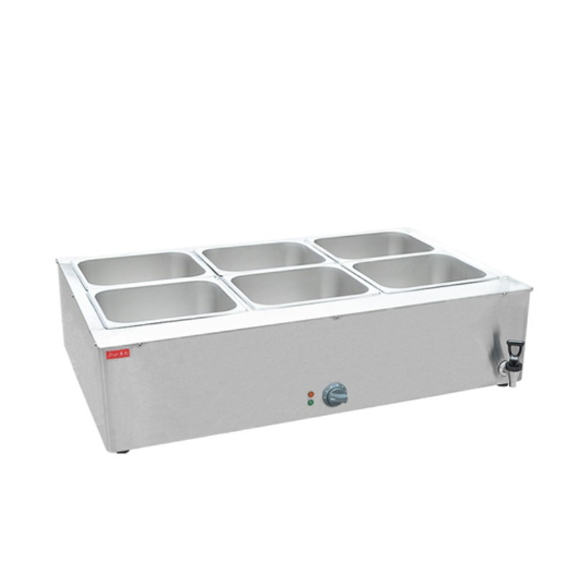 杰亿FY-1080电热汤池6盆汤池商用不锈钢保温汤池汁箱食物暖汤池