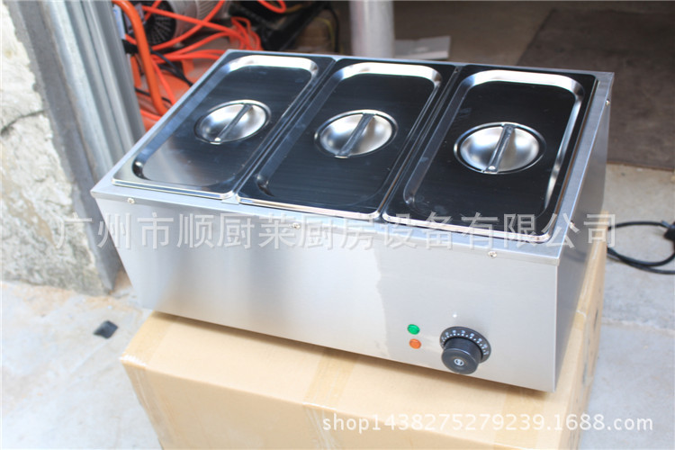 EH-3商用不锈钢三盆汤池快餐电热保温3格保温箱快餐保温台暖汤炉