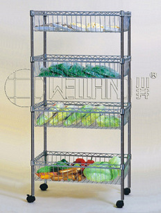 厨房电镀鉻置物架四层置物架蔬菜架水果架厂家批发价
