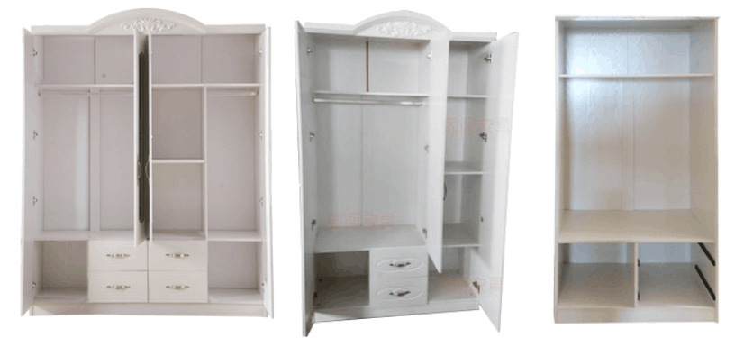 现代简约白色成人二三四门木质衣柜板式组合衣橱储物柜田园