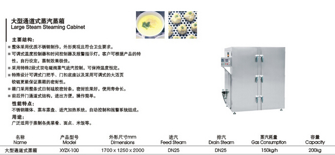 翔鹰YXZX-100全不锈钢中央厨房使用大型通道式蒸汽蒸箱